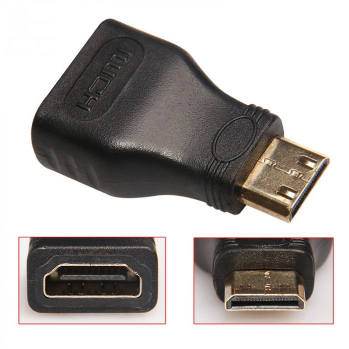 Adaptor mini HDMI tata - HDMI mama, contacte aurite
