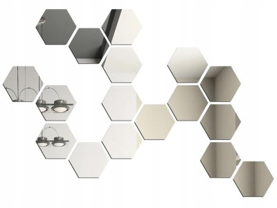Set Oglinzi Decorative Acrilice Design Hexagon Silver M Size - MyStyle&amp;reg; Luxury Home 6 bucati foto
