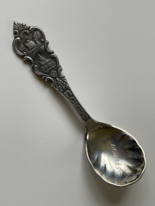 Lingurita decorativa din staniu, anii 1960, de provenienta norvegiana