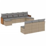 Cumpara ieftin Set canapele de gradina cu perne, 10 piese, bej, poliratan