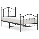 Cumpara ieftin Cadru pat metalic cu tablii de cap/picioare, negru, 90x200 cm