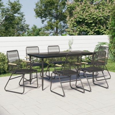 vidaXL Set mobilier de grădină, 7 piese, negru, ratan PVC foto