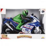 Cumpara ieftin Motocicleta cu figurina, Maxx Wheels, Super Racer, Albastru, 32 cm