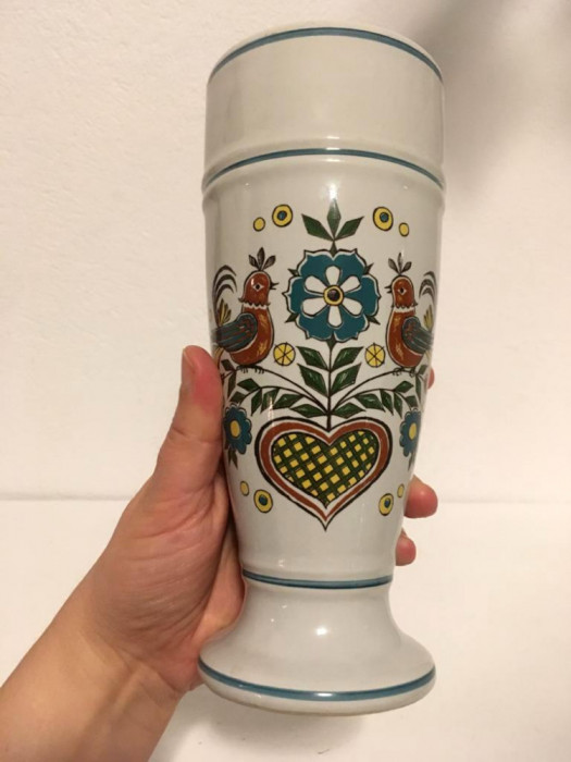 * Vaza ceramica model etno traditional rustic, 19 cm inaltime, marca SICCA