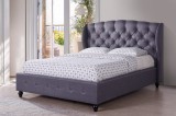 Cumpara ieftin Pat Tapitat Continental 160x200 cm, cadru din lemn cu somiera fixa, Culoare Gri