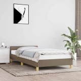 VidaXL Cadru de pat cu tăblie fără saltea, taupe, 90x200 cm, textil