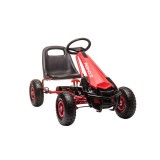 Go-kart Pedale Leziter Rosu Copii 3-7 ani, Scaun Reglabil, Cadru Otel, Capacitate 30kg