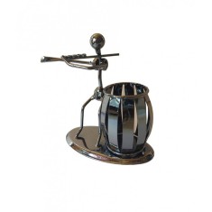 Ornament decorativ, Muzicant din metal cu suport de pixuri, Nergu, 15 cm, 356-26DD