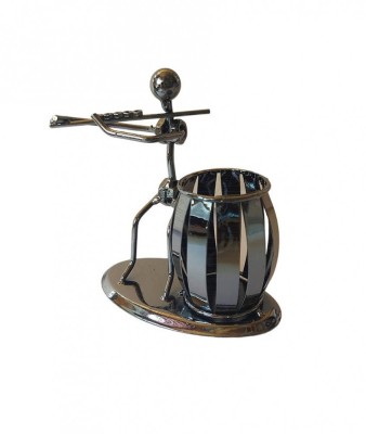 Ornament decorativ, Muzicant din metal cu suport de pixuri, Nergu, 15 cm, 356-26DD foto
