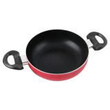 Cumpara ieftin Tigaie wok cu doua manere, diametru 20 cm, aluminiu, strat non-aderent, Rosu/Negru