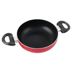 Tigaie wok cu doua manere, diametru 20 cm, aluminiu, strat non-aderent, Rosu/Negru