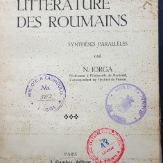 F131-I-N. IORGA-Arta si Literatura Romana 1929 carte veche. Sinteze paralele.