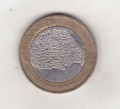 bnk mnd Marea Britanie Anglia 2 lire 2012 bimetal , Charles Dickens foto