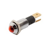 Indicator LED plat de panou din alama, 14mm, pini 6.3mm, rosu, 12-24V DC, IP67, FL1M-14SJ-1-RED