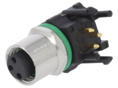 Conector M8 Mamă 3 Pin 90&deg; Montare Panou 3A