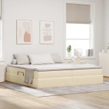vidaXL Pat cu saltea și spațiu de depozitare Crem 200 x 200 cm 3370252
