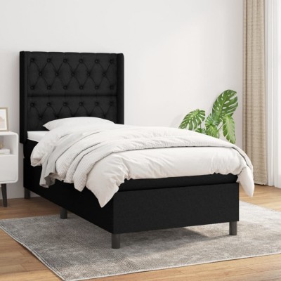 vidaXL Pat box spring cu saltea, negru, 80x200 cm, textil 3131627 foto
