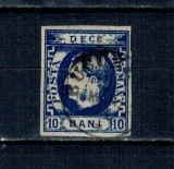 1869 - Carol I cu favoriți, 10bani, indigo, stampilat