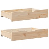 Sertare Pat cu Roti Lemn Masiv Pin 80x55x16cm 2 Buc Gossi Depozitare Sub Pat Lenjerie Haine Jucarii