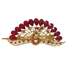 Clama de par in forma de Paun, Vintage, 12 cm, Rosu, 69BJ
