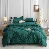 Cumpara ieftin Lenjerie pat dublu cu pliuri si inimi brodate,bumbac finet,6 piese,verde-A853
