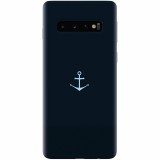 Husa silicon pentru Samsung Galaxy S10 Plus, Blue Navy Anchor Illustration Flat