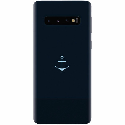 Husa silicon pentru Samsung Galaxy S10 Plus, Blue Navy Anchor Illustration Flat foto