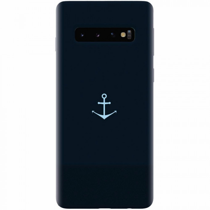 Husa silicon pentru Samsung Galaxy S10 Plus, Blue Navy Anchor Illustration Flat