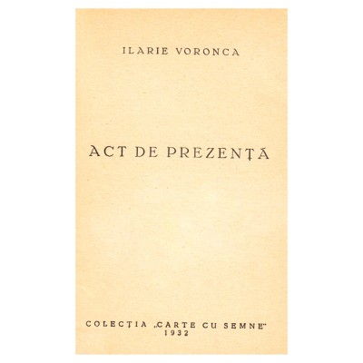 Ilarie Voronca, Act de prezență, 1931, cu dedicație foto