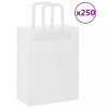 vidaXL Pungi H&acirc;rtie Albe 21x11x28cm, 250 Buc, M&acirc;nere, Kraft 80gsm, 6kg, Sacose Cadou, Cumparaturi, Petrecere