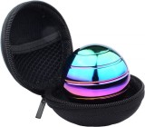 Jucarie de birou giroscop Premium, spinner, antistres, anxietate, ADHD, forma sferica, cu husa de depozitare, 54 mm, Aluminiu, Multicolor