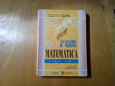 CULEGE DE PROBLEME MATEMATICA - Cl. V-VIII - Viorica E. Carbunaru - 1995, 382 p. foto