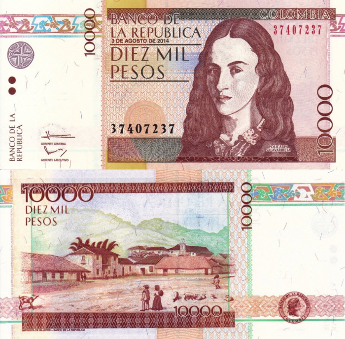 COLUMBIA 10.000 pesos 2014 UNC!!!
