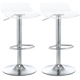 HOMCOM Scaune Bar 2 piese cu &Icirc;nălțime Reglabilă, Șezut Rotativ și Suport pentru Picioare, 39x39x67-87 cm, Transparent | Aosom Romania
