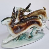 Iepuri - Bibelou mare, portelan romanesc (RAR), vechi, vintage - 42 cm