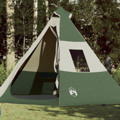 vidaXL Cort de camping tipi pentru 7 persoane, verde, impermeabil foto