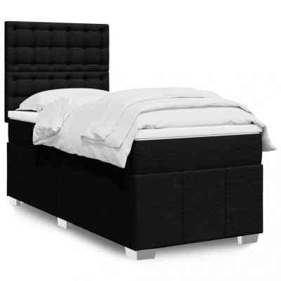 vidaXL Pat box spring cu saltea, negru, 80x200 cm, textil 3293811 foto