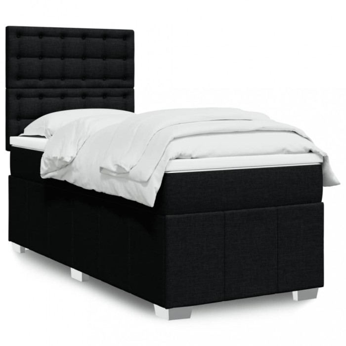 vidaXL Pat box spring cu saltea, negru, 80x200 cm, textil 3293811