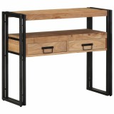 Masa de console vidaXL neagră 90x33x75 cm din lemn masiv de acacia și metal