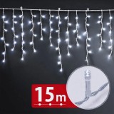 Instalație de Crăciun LED tip perdea, Phenom, 600 LED-uri alb rece, 15 m, 8 jocuri lumini, timer, IP44