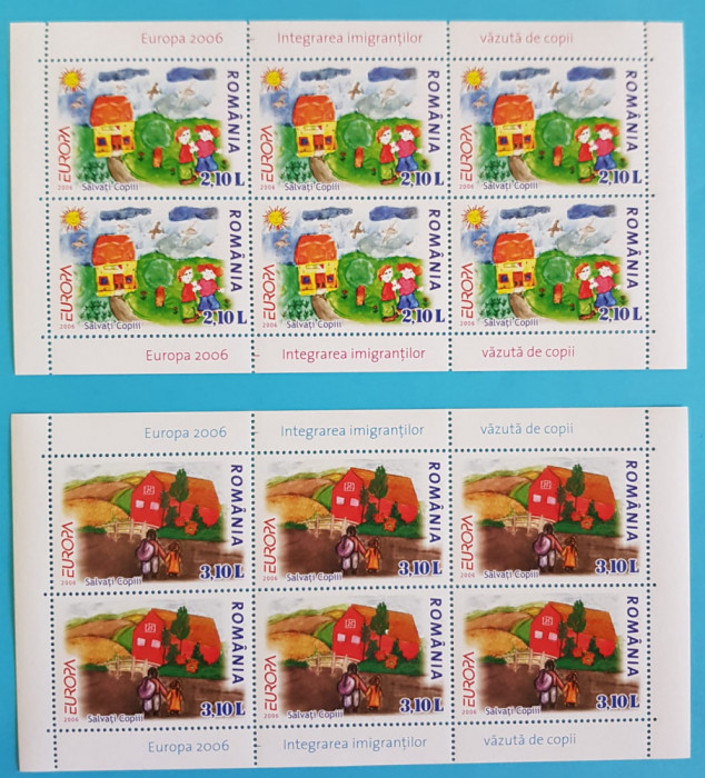TIMBRE ROMANIA 2006 L.P.1718a EUROPA -INTEGRAREA EMIGRANTILOR BLOC 6 TIMBRE MNH