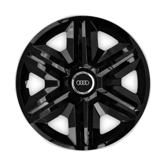 Set 4 capace roti Hubcaps fast black R15 Compatibil Cu Audi