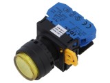 Comutator acționat prin apăsare 22mm - Galben 2 NO