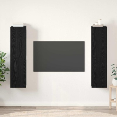 vidaXL Set Dulapuri TV Pe perete 4 pcs Stejar negru 30.5 x 30 x 60 cm 3393517 foto