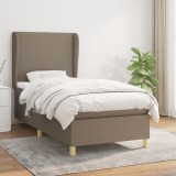 Cumpara ieftin Pat box spring cu saltea, gri taupe, 100x200 cm, textil
