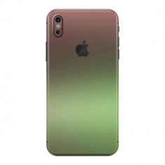 Set Folii Skin Acoperire 360 Compatibile cu Apple iPhone XS Max (Set 2) - Wraps Skin Chameleon Avocado Metallic