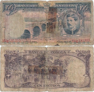 1956 (15 VIII), 100 escudos (P-89) - Angola! foto
