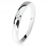 Inel din argint 925, bandă diagonală din cristale de zirconiu transparente - Marime inel: 53