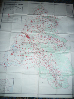 Harta mare - Judet BIHOR ,dim.=154x126cm RSR 1980 Inst. Geodezie si Organizarea foto