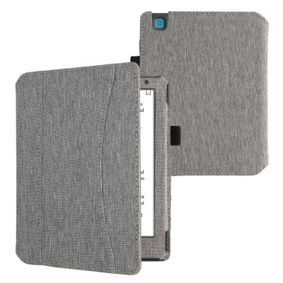 Husa cu buzunar Kwmobile pentru Kobo Aura H2O Edition 2, Gri deschis, Textil, 54137.25 foto